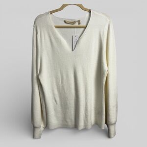 Soft Surroundings NEW textured v neck pullover sweater size XL minimalist capsul